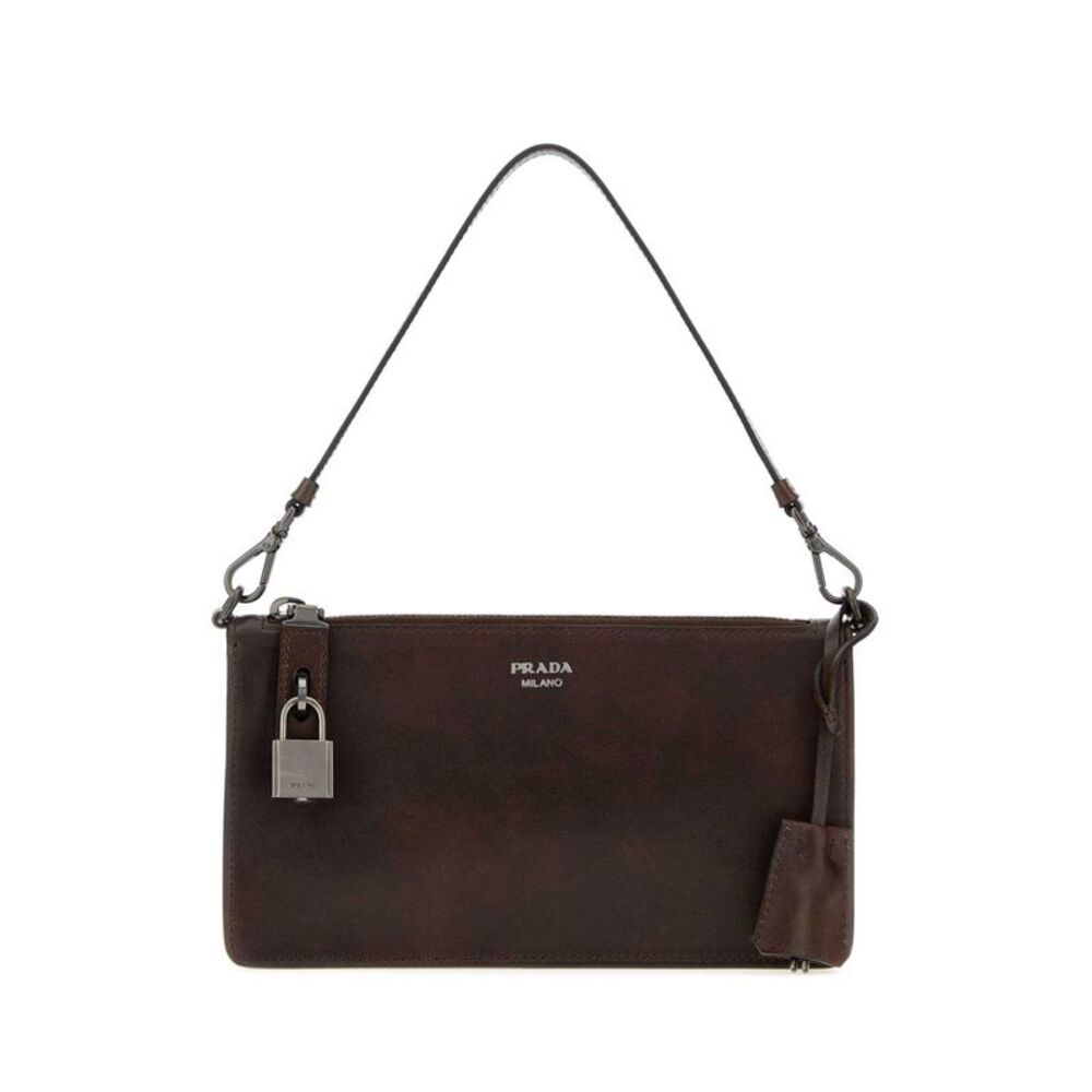 Prada Men Dark Brown Leather Card Holder